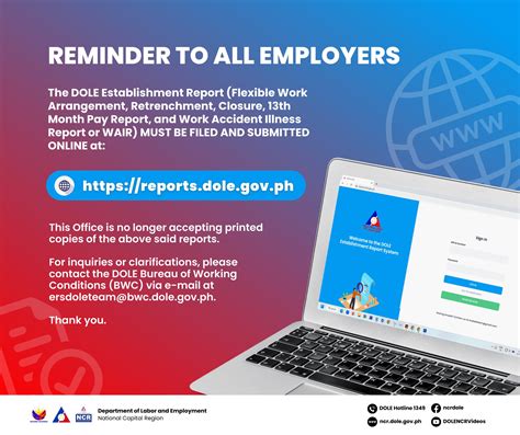 ersdoleteam@bwc.dole.gov.ph.|REMINDER TO ALL EMPLOYERS (IN METRO MANILA): The .